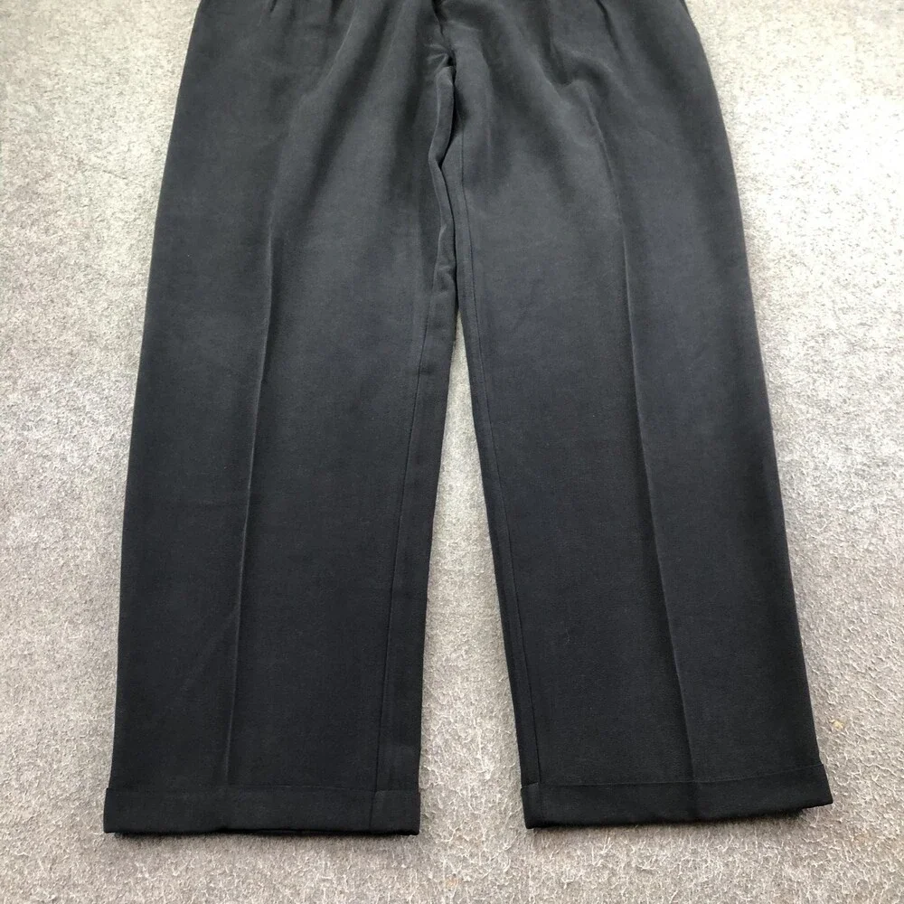 Tommy Bahama Pants Mens 42 Black Silk Dress Pleated Cuffed Straight Relaxed